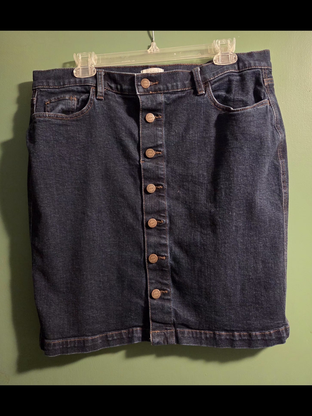 LOFT Dark Blue Denim Button-Front Mini Skirt